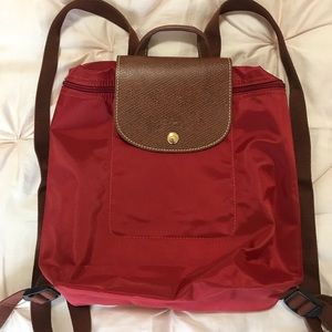 NWOT Longchamp Le Pliage Backpack Red